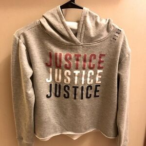 Justice girl’s grey hoodie size 14/16. NWT